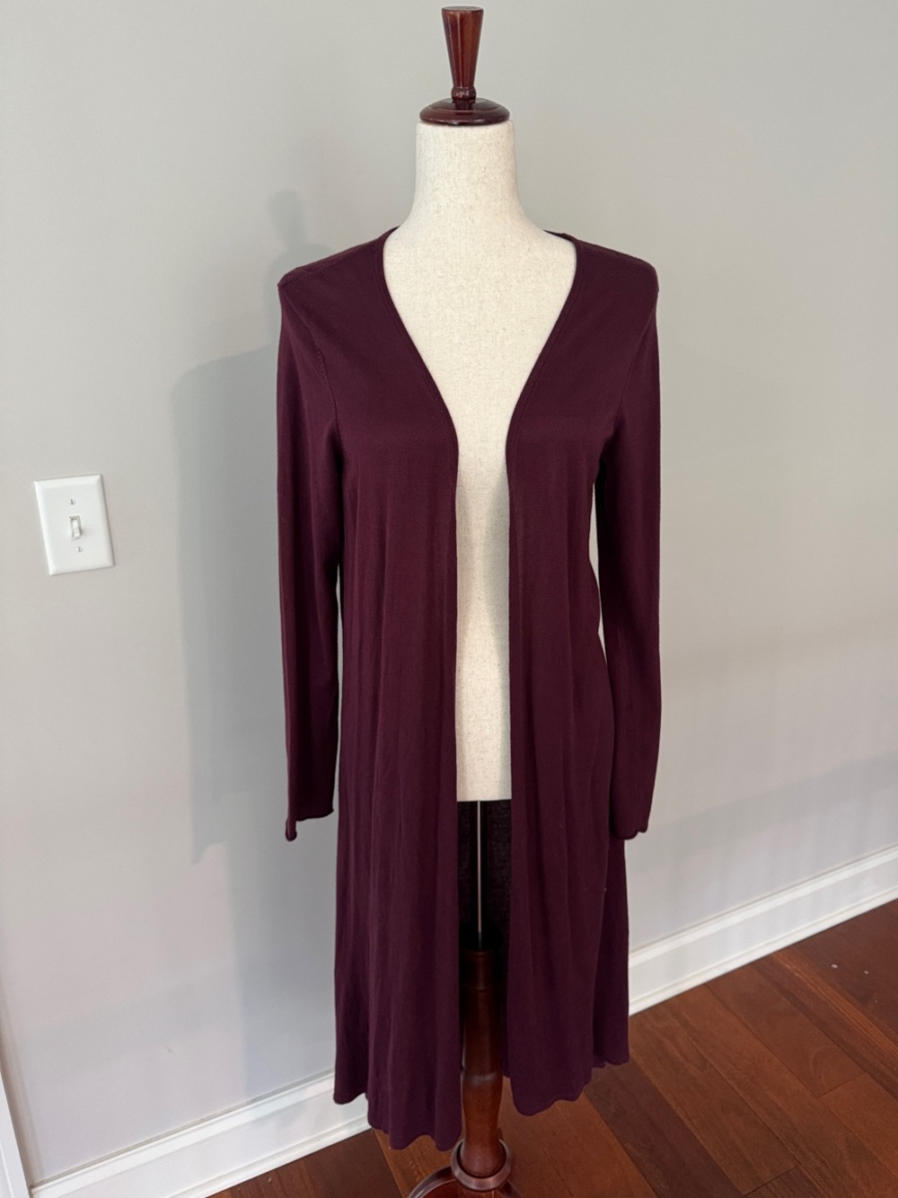 Express Long Open-Front Cardigan Sweater - Burgundy